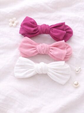 Toddler Stretch Knot Headband Set - White, Light Pink & Magenta
